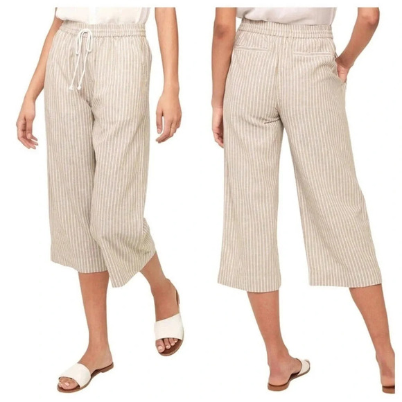 NWT Beach Lunch Lounge Size XL Margot Linen Blend Cropped Wide Leg Pants Pull On - Picture 1 of 6